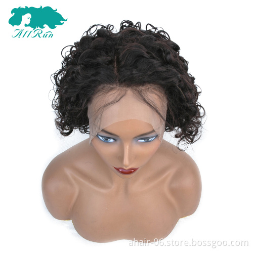No Tangle No Shed Soft And Smooth Brazilian Human Hair Short Curly Wigs , Natural Color Swiss lace Short Curly Wigs